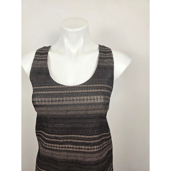 Emerson Fry New York Textured Geometric Racerback Shift Dress Black Tan Size 10 - Picture 3 of 7